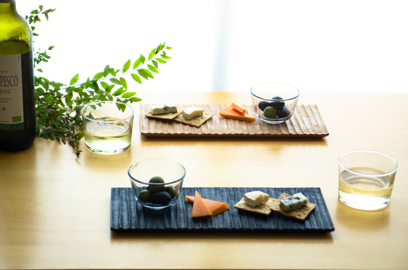 木製プレート TSUKI-JIRI WOOD PLATE｜限定樹種 木彫 S 12×120×300mm