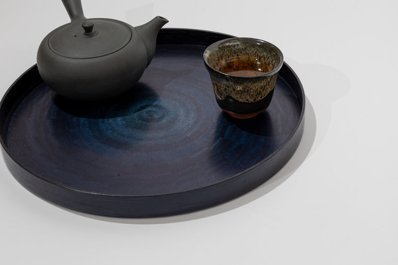 手作り藍染木製丸トレイ | 森工芸 – MORIKOUGEI ONLINE STORE
