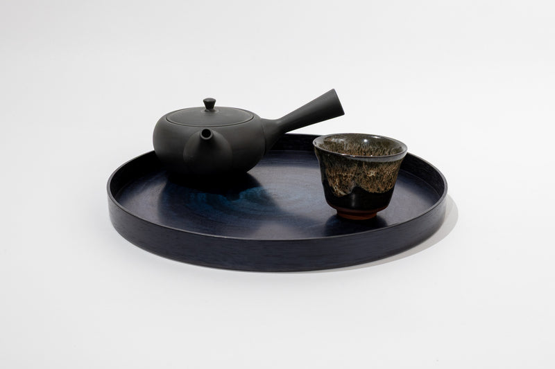 手作り藍染木製丸トレイ | 森工芸 – MORIKOUGEI ONLINE STORE