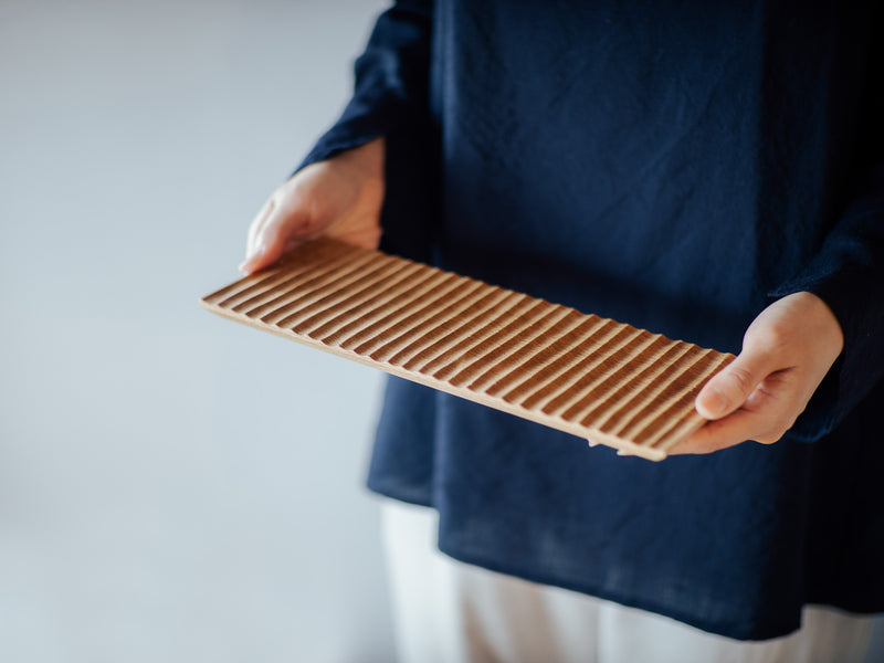 木製プレート TSUKI-JIRI WOOD PLATE｜限定樹種 木彫 S 12×120×300mm