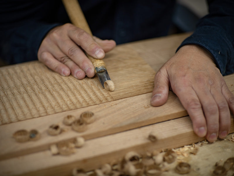 木製プレート TSUKI-JIRI WOOD PLATE｜限定樹種 木彫 S 12×120×300mm