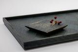 Rectangle Marquetry Tray – AMU Japanese oak　 Indigo Dye＿2641 - MORIKOUGEI ONLINE STORE