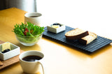 TSUKI - JIRI WOOD PLATE　ridged - indigo dyed　ツキジリウッドプレート　木彫＿藍染 - MORIKOUGEI ONLINE STORE