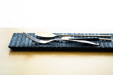 TSUKI - JIRI WOOD PLATE　ridged - indigo dyed　ツキジリウッドプレート　木彫＿藍染 - MORIKOUGEI ONLINE STORE