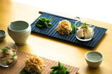 TSUKI - JIRI WOOD PLATE　ridged - indigo dyed　ツキジリウッドプレート　木彫＿藍染 - MORIKOUGEI ONLINE STORE
