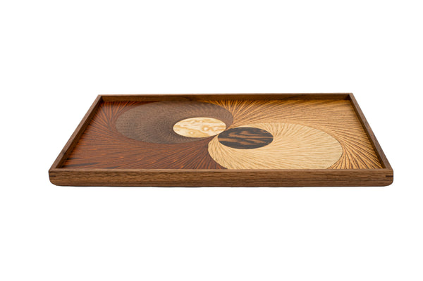 poke Rectangle marquetry tray 　飛鳥ーflying birdー　No-0389