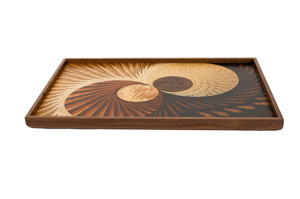 poke Rectangle marquetry tray 　飛鳥ーflying birdー　No-0388