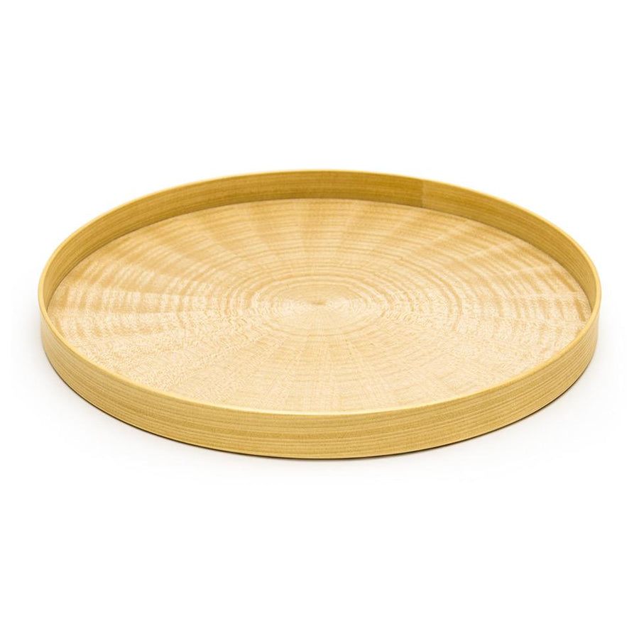 手作りホワイトシカモア材のラウンド木製トレイ (S) | 森工芸の高品質