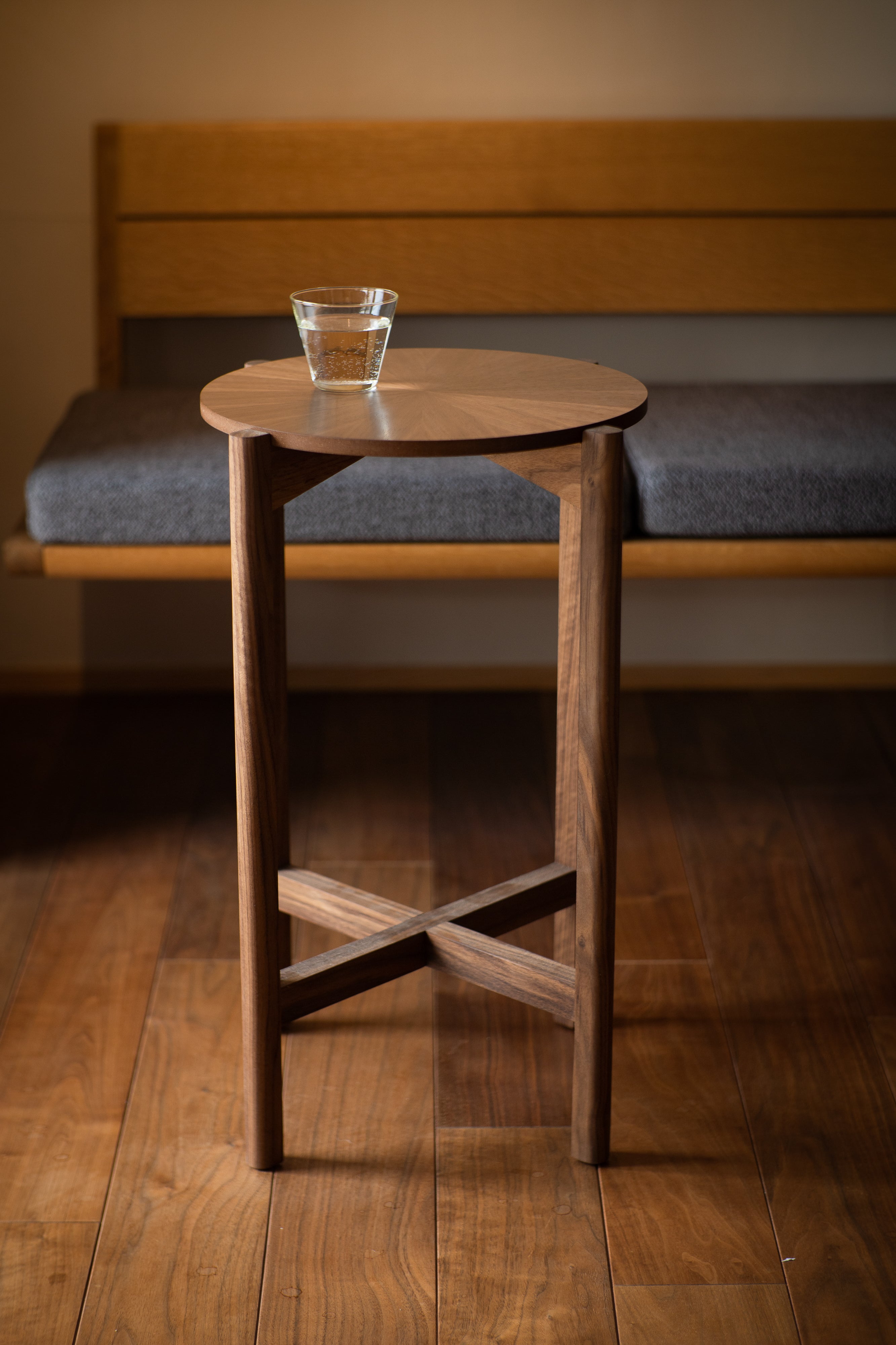 STAND Rays Black walnut　／ウォールナット　光線貼り　サイドテーブル　MORI KOUGEI - MORIKOUGEI ONLINE STORE