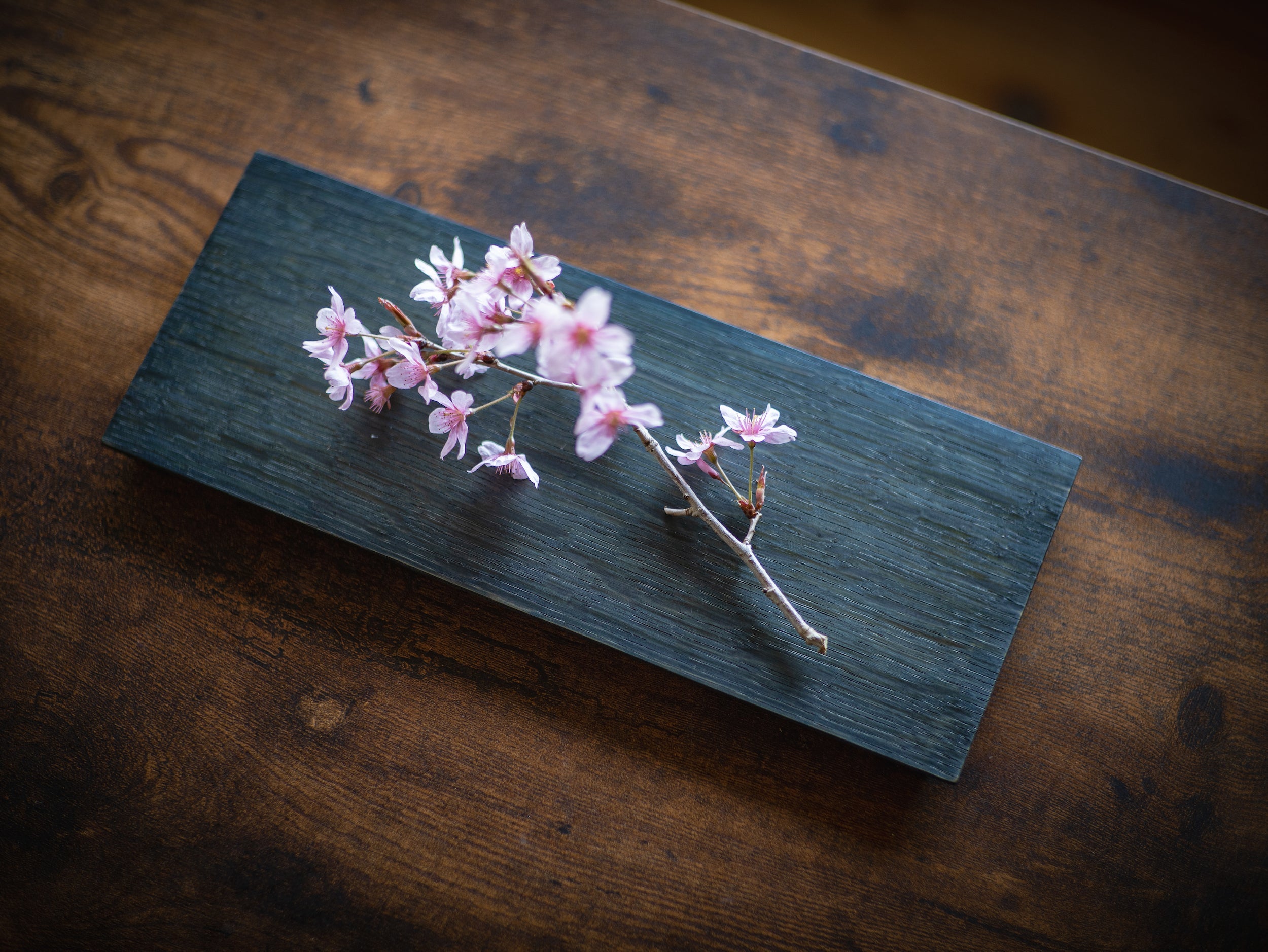 TSUKI-JIRI WOOD PLATE　flat-indigo dyed　ツキジリウッドプレート　フラット＿藍染 - MORIKOUGEI ONLINE STORE